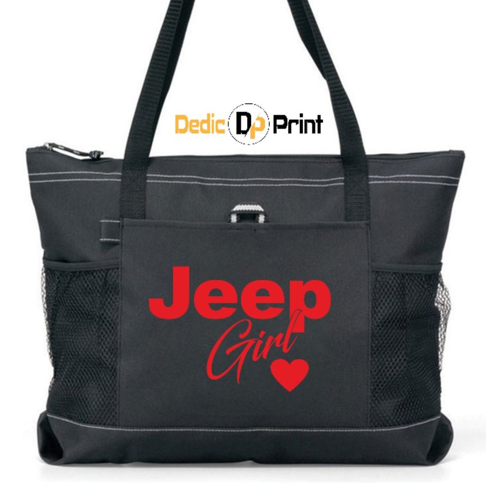 Jeep Girl Zippered Tote Bag